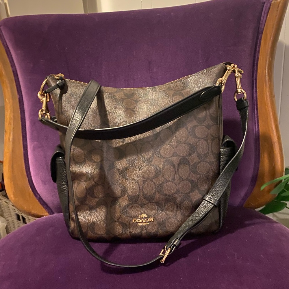 Coach Pennie Bag Brown and Black Monogram Signature Bag Style C1523